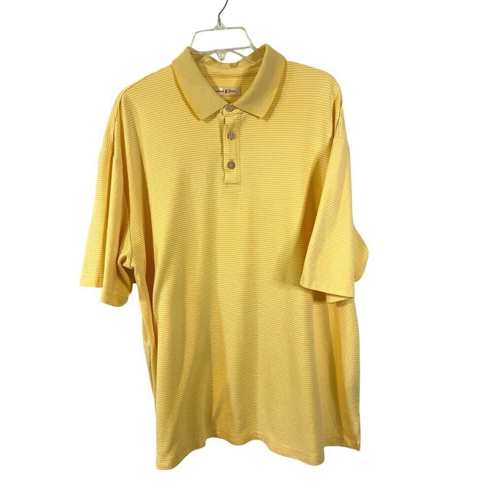Jamaica Jaxx Men's Striped 3-Button Short Sleeve Golf Polo Size XXL Yellow White